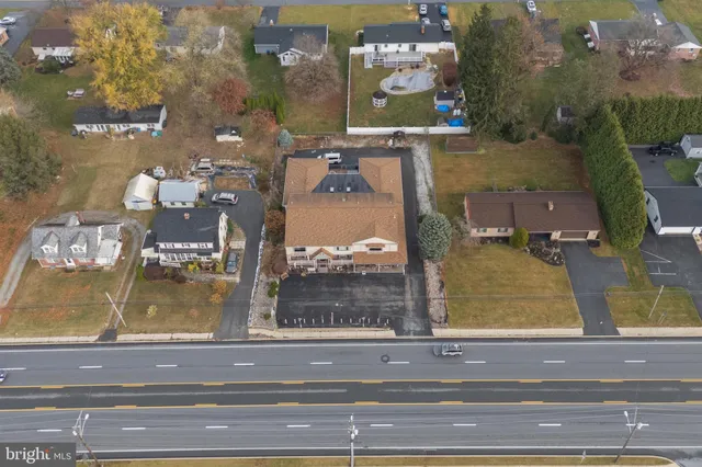 an aerial view of a house