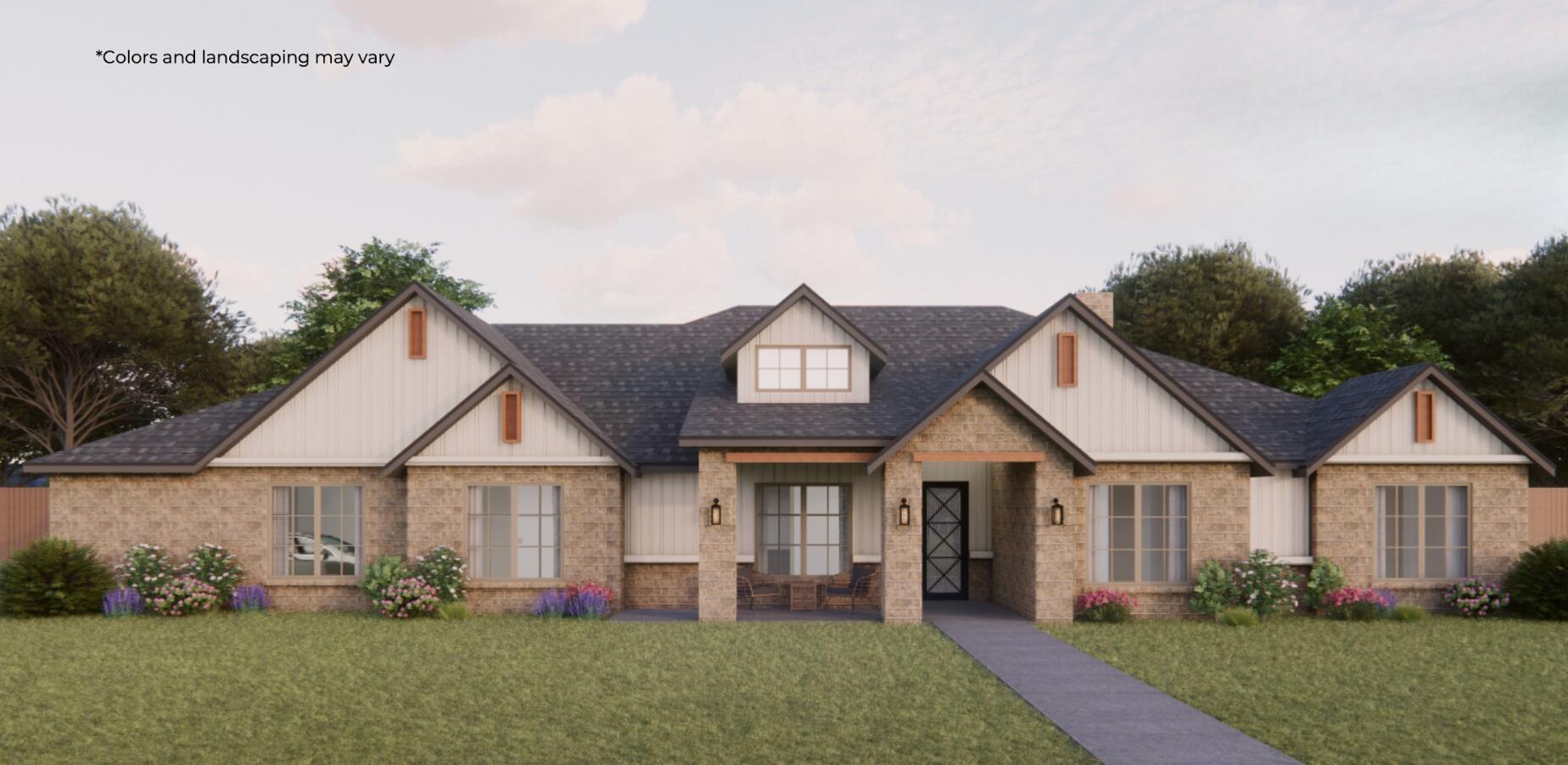 a view of a house with garden and yard