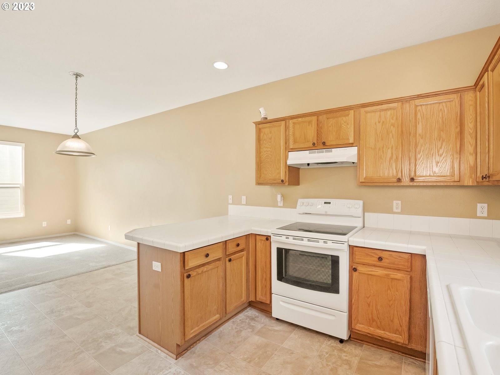 12226 Southeast Long Street Portland, OR 97236 - Photo 14 of 29 a kitchen with a stove sink and cabinets