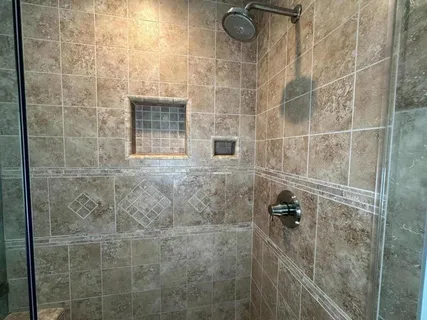 a bathroom with a shower