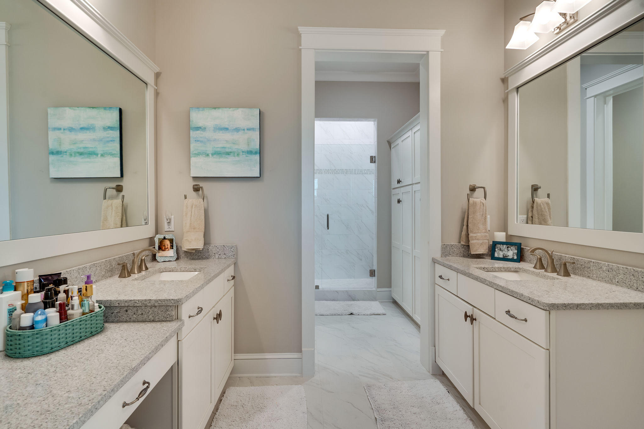 124 Clipper Street Inlet Beach, FL 32461 - Photo 29 of 47 a spacious bathroom with a granite countertop sink mirror and double