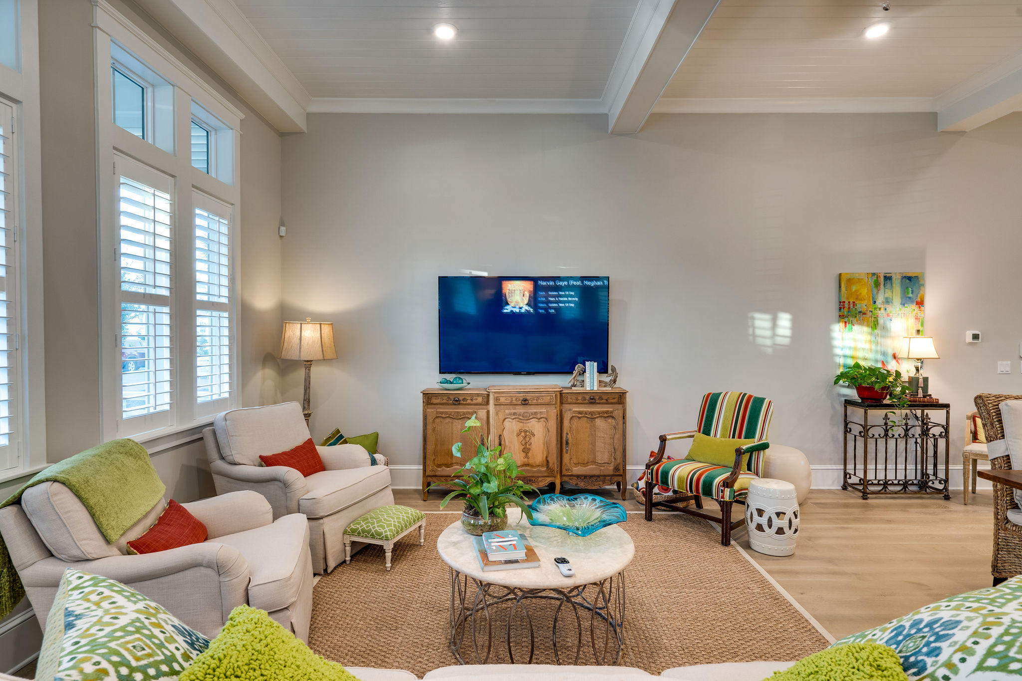 124 Clipper Street Inlet Beach, FL 32461 - Photo 7 of 47 a living room with furniture and a fireplace