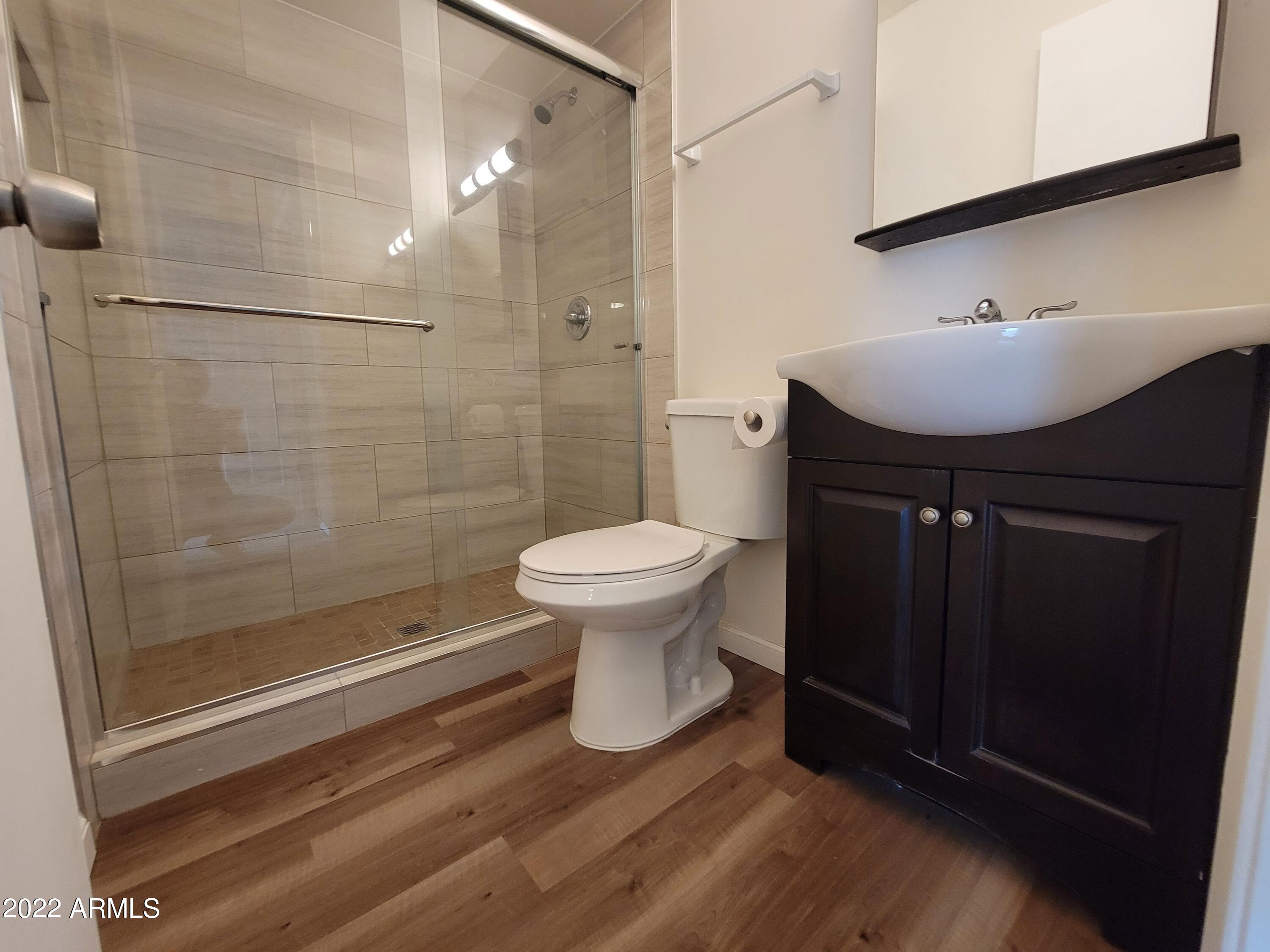 2042 West Decatur Street Mesa, AZ 85201 - Photo 26 of 38 a bathroom with a sink a toilet and shower