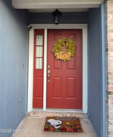 a view of a door of a house