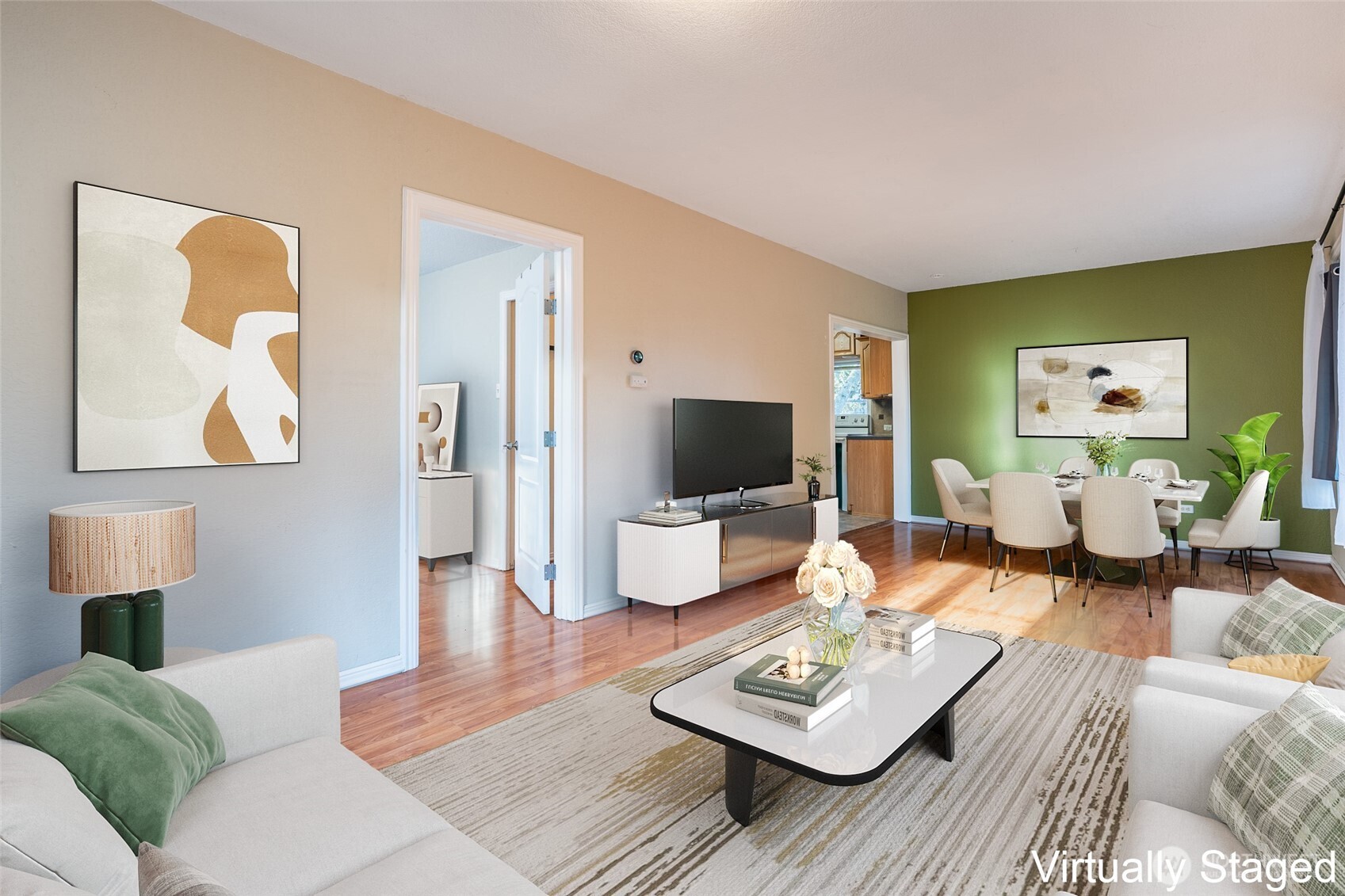 3584 East K Street Tacoma, WA 98404 - Photo 6 of 30 a living room with furniture a rug and a flat screen tv