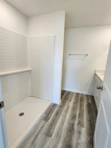 wooden floor in a bathroom