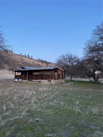 a view of a yard with an tree and a wooden fence