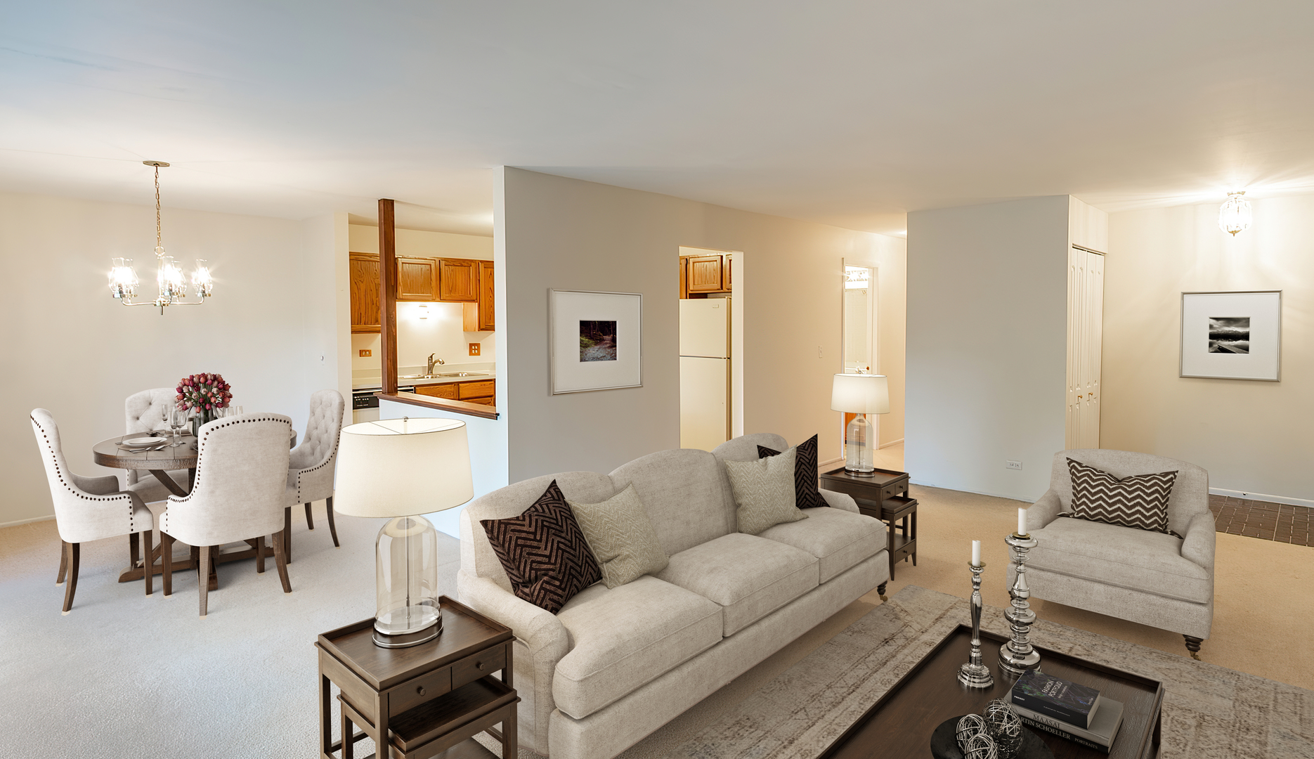 2610 Northampton Drive, Unit B1 Rolling Meadows, IL 60008 - Photo 3 of 16 a living room with furniture and a chandelier