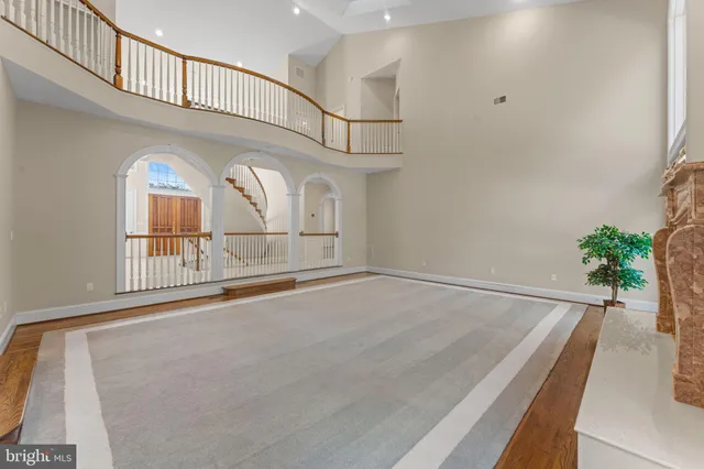 a view of a livingroom with wooden floor