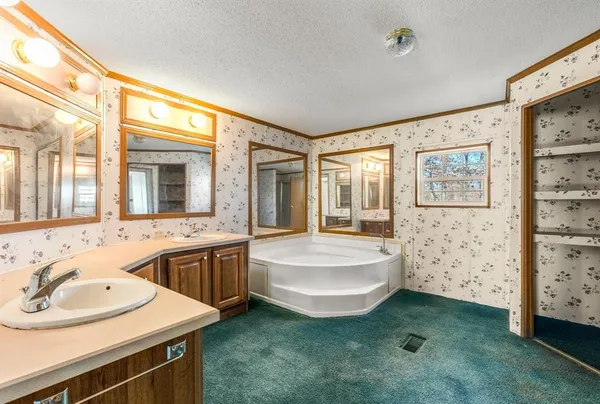 a bathroom with a sink a toilet and shower curtain