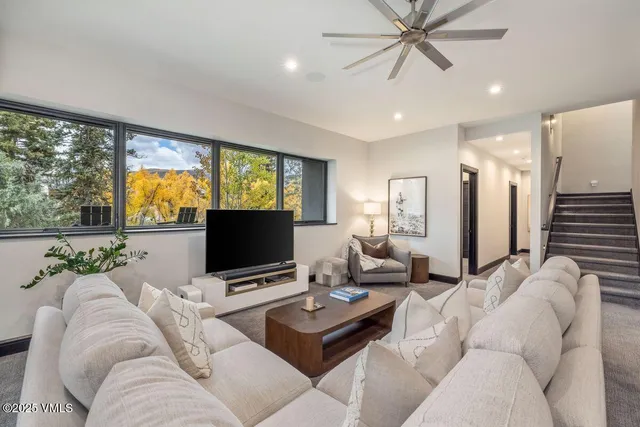 a view of an outdoor space with seating area