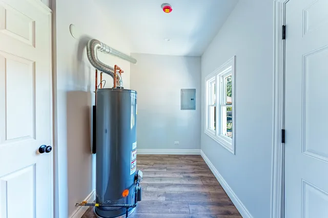 a view of entryway with wooden floor