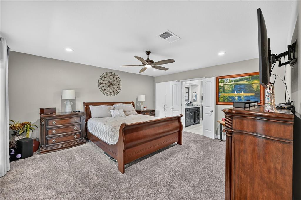47 Bounty Road East Benbrook, TX 76132 - Photo 15 of 39 Carpeted bedroom featuring recessed lighting and a ceiling fan