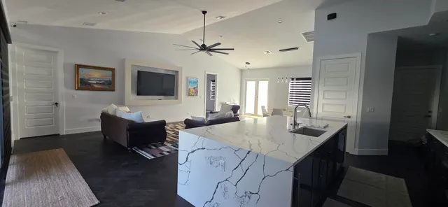 a living room with furniture