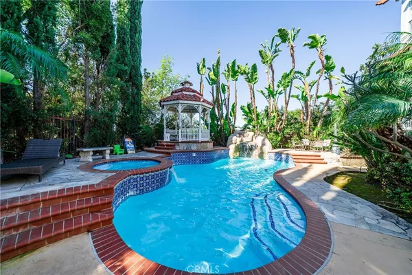 a backyard of a house with a garden