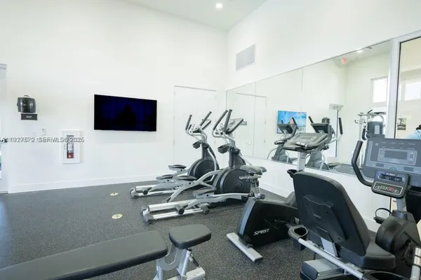 a view of a room with gym equipment