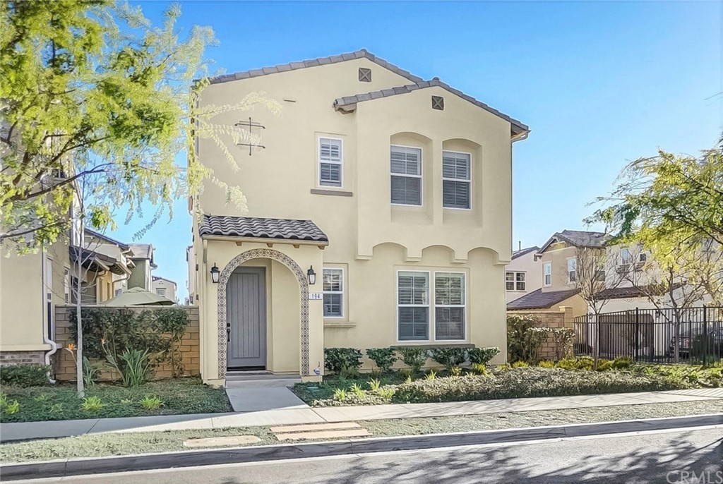 a front view of a white building