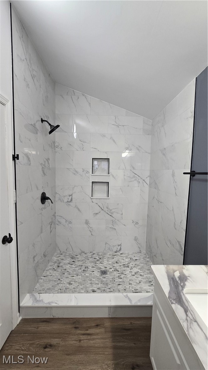 3388 Cedarbrook Road Cleveland, OH 44118 - Photo 5 of 14 Bathroom with a shower, wood finished floors, and vanity