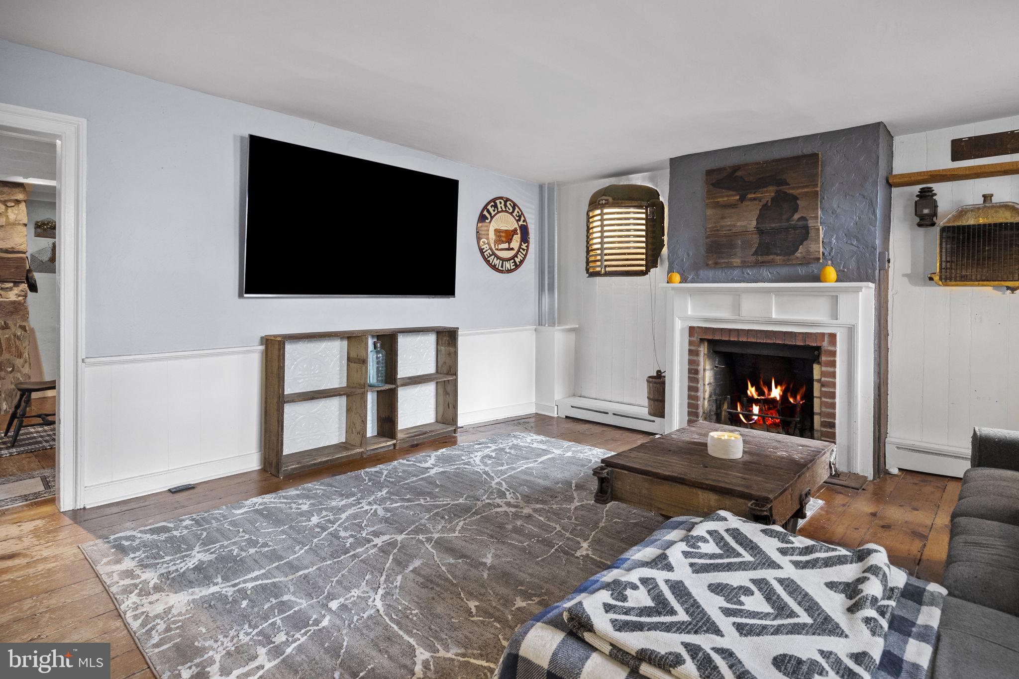 620 Newtown Road Warminster, PA 18974 - Photo 3 of 27 Living Room with wood burning fireplace
