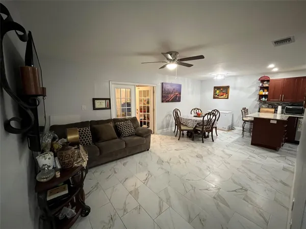 a living room with furniture