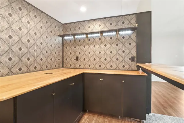 a view of wooden cabinets