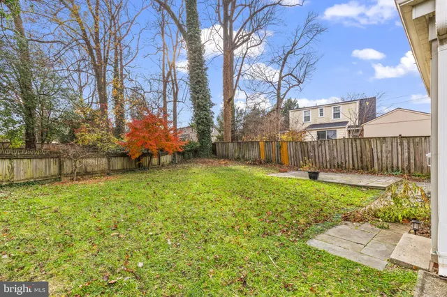 a view of a house with backyard and a tree