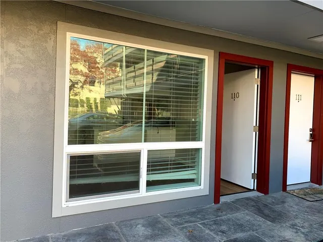 a view of wooden door