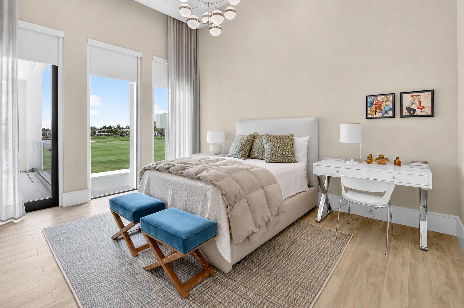 6960 Lake Estates Court Boca Raton, FL 33496 - Photo 40 of 58 a bedroom with a bed and wooden floor