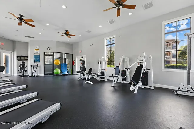 a view of a room with gym equipment