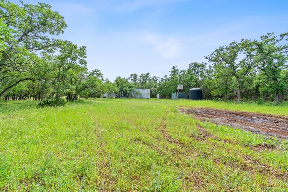 385 Country Lane Dripping Springs, TX 78620 - Photo 22 of 27 a view of a garden with a building in the background