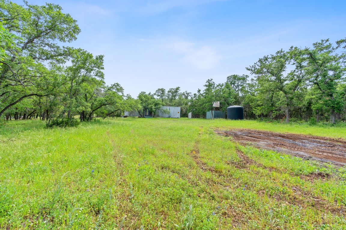 385 Country Lane Dripping Springs, TX 78620 - Photo 23 of 28 a view of a garden with a building in the background