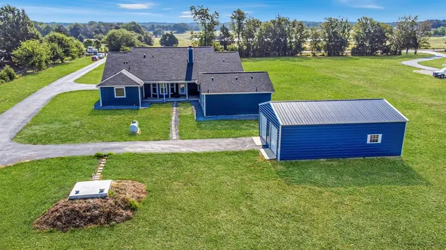 an aerial view of a house