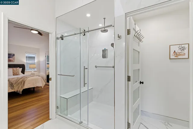 a bathroom with a shower
