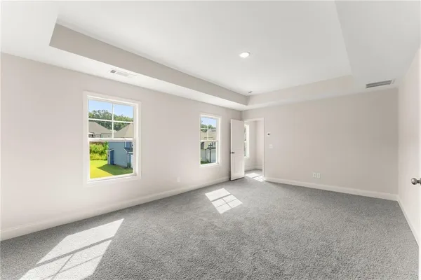 an empty room with windows