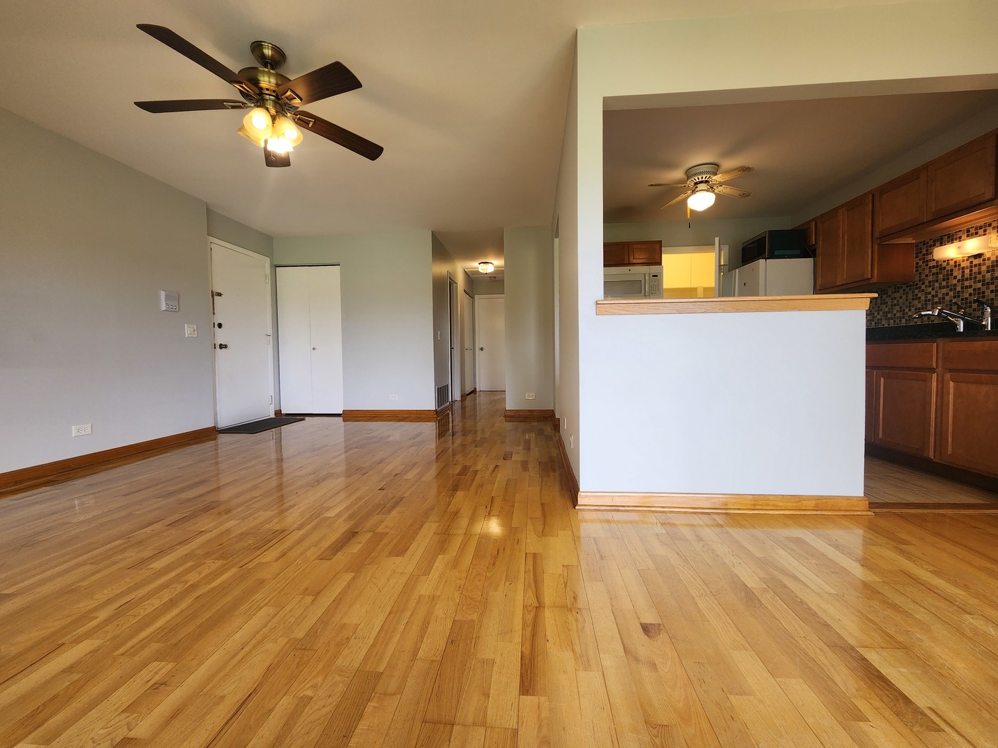 1020 Boxwood Court, Unit C2 Wheeling, IL 60090 - Photo 10 of 21 a view of an empty room and kitchen with wooden floor
