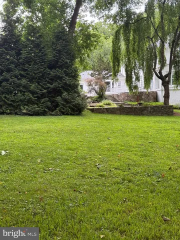 a view of a pool with a yard