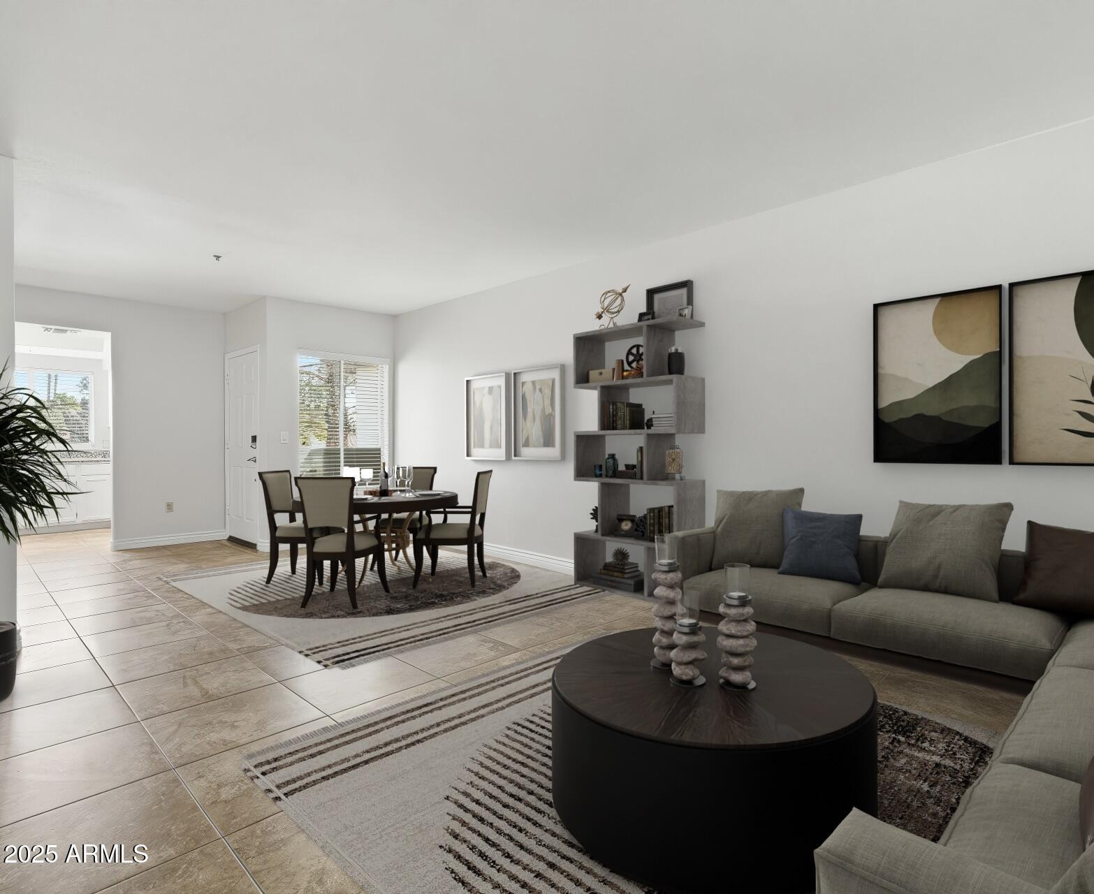 1825 West Ray Road, Unit 2145 Chandler, AZ 85224 - Photo 5 of 25 a living room with furniture and a dining table with wooden floor