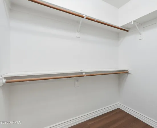 a view of a room with racks on the wall