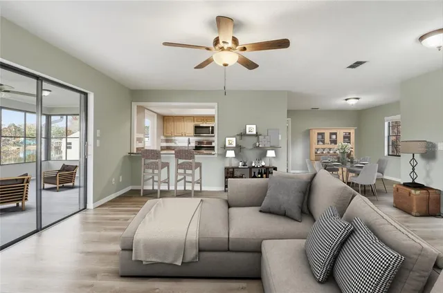 a living room with furniture