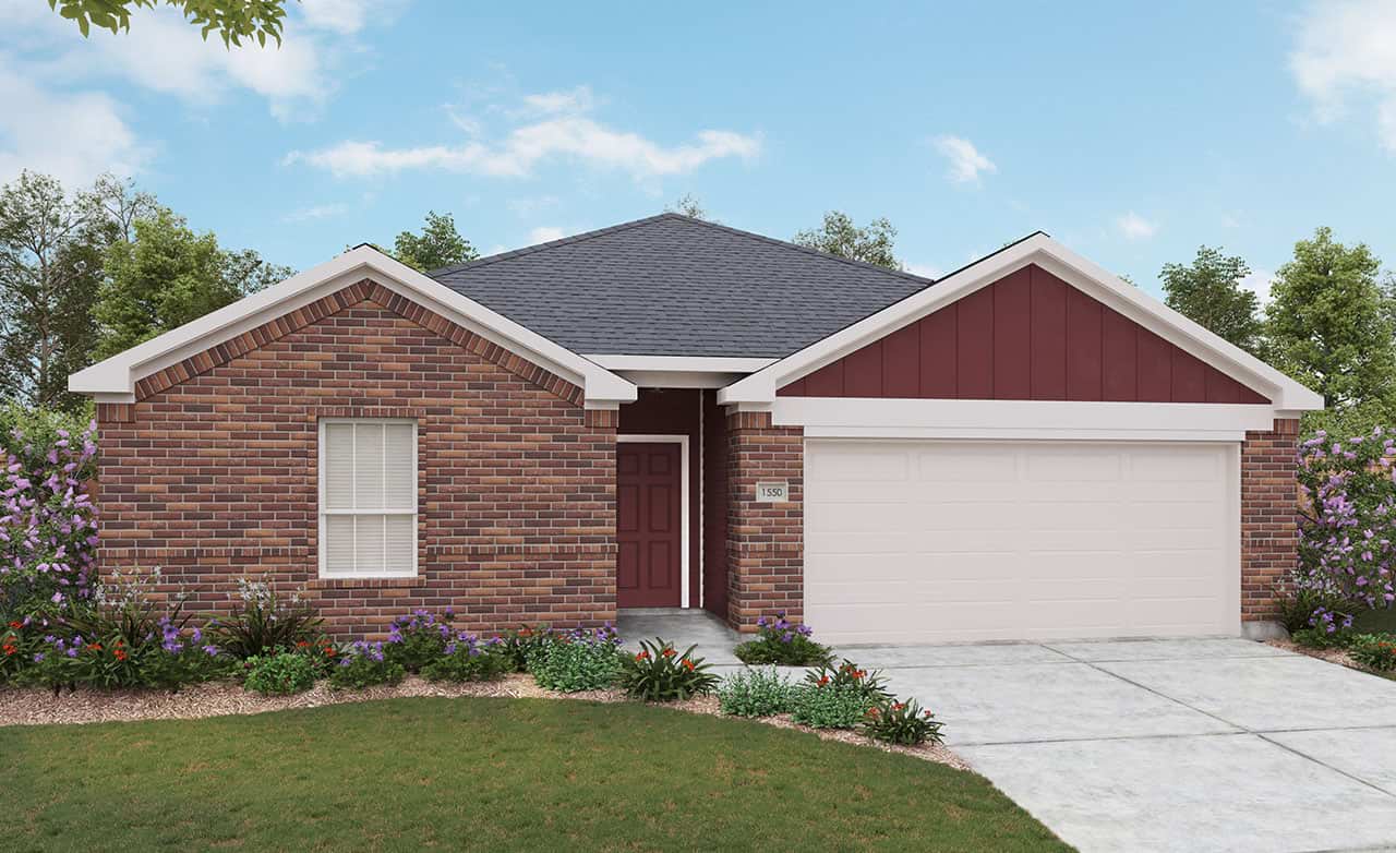 13417 Barn Chime Street Elgin, TX 78621 - Photo 2 of 3 a front view of a house with a yard and garage
