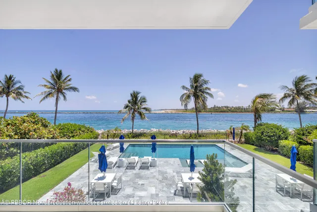 a swimming pool with a yard