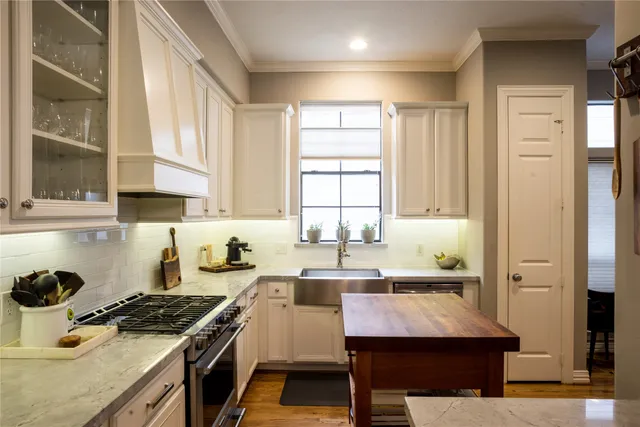 workspace with cabinets