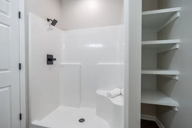 a bathroom with a shower
