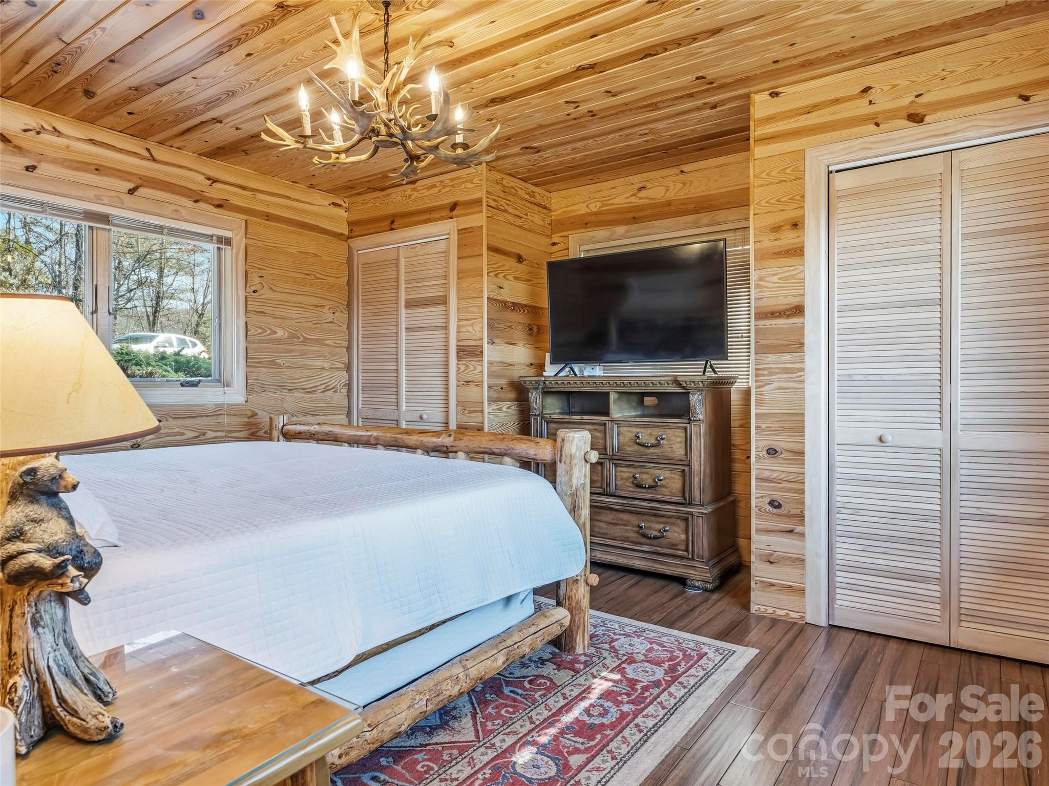 101 Ruffed Grouse Road Brevard, NC 28712 - Photo 27 of 38 a bedroom with a bed and a flat screen tv