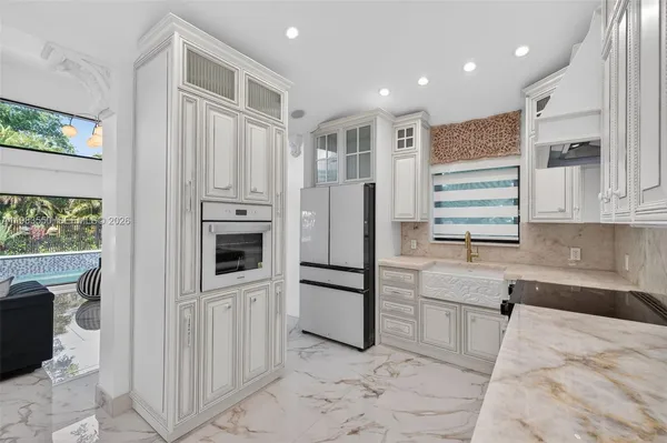 a view of balcony with furniture