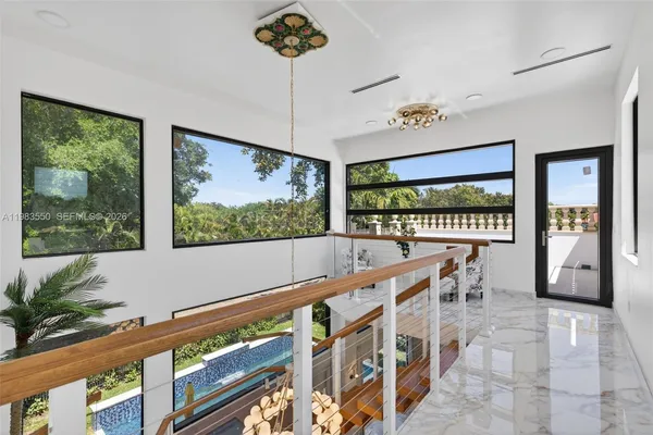 a view of a garden with an outdoor space