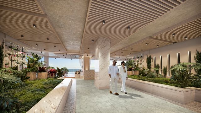 a view of a garage with plants
