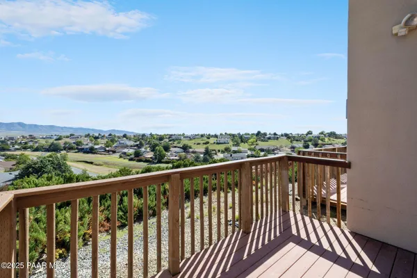 a view of city and balcony