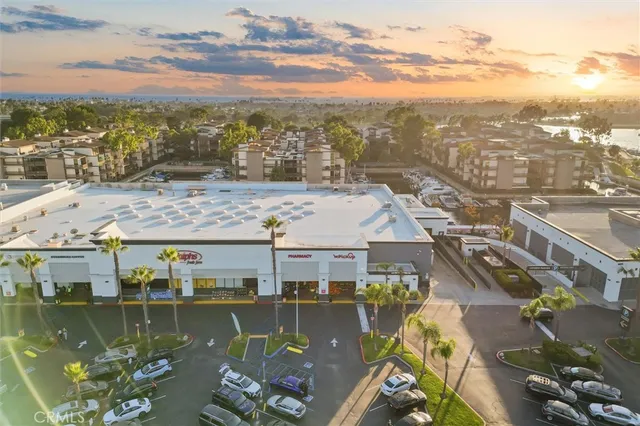 a view of a lake in middle of the town