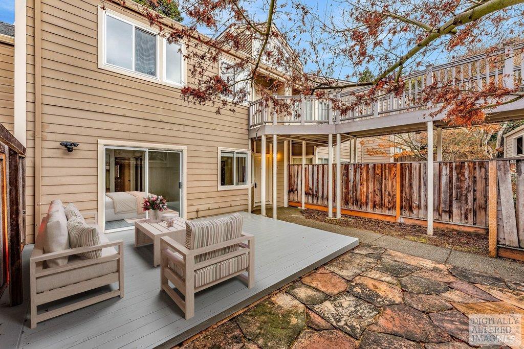 135 Koch Road Corte Madera, CA 94925 - Photo 51 of 57 a view of a patio with a table and chairs